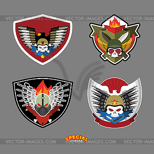 Army emblem set. Skull and guns.  - vector clipart