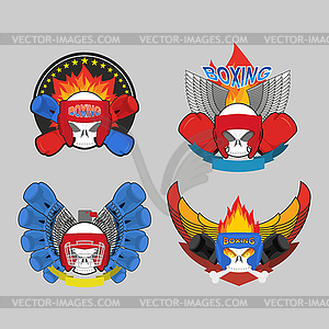 Boxing logo set. Skull and boxing gloves.  - vector clipart