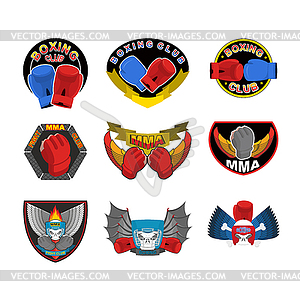 Set of boxing emblems, logos and stripes. MMA, figh - vector image