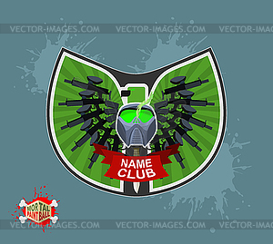 Paintball logo. shield with wings. Emblem Mortal - vector clipart