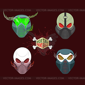 Set paintball evil mask. skull Mortal paintball - vector clipart