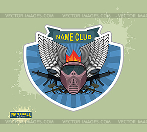 Paintball logo emblem. paintball guns and Wings. - vector image