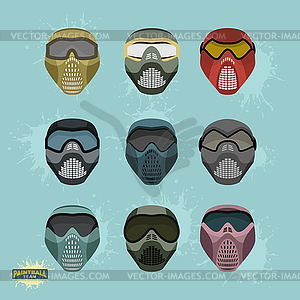 Paintball protection mask set - vector image