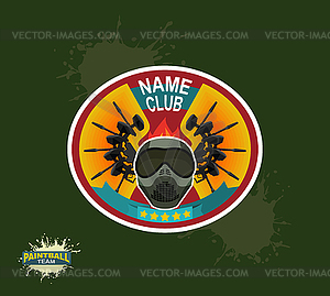 Paintball logo. paintball guns. Evil paintball mask - vector clipart