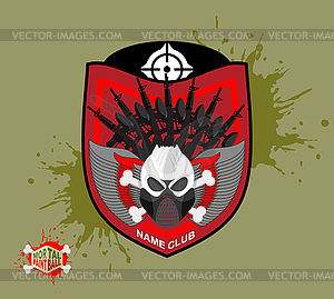 Paintball logo. skul protection mask. Heraldic - vector image