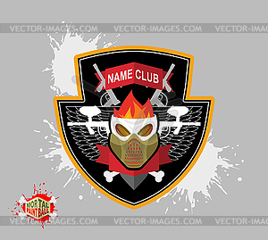 Paintball logo. skul protection mask. Heraldic - vector clipart