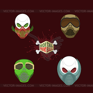 Set paintball mask. skull in protective mask. Morta - vector EPS clipart