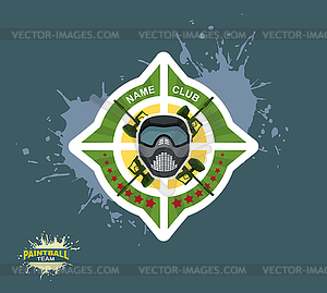 Paintball logo. paintball guns. Evil paintball mask - vector clipart