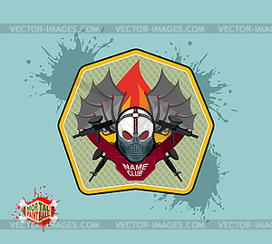 Paintball team logo and emblem. scary skull in - vector image