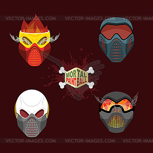 Set paintball evil mask. skull Mortal paintball - vector image