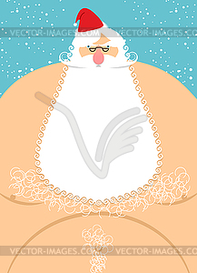 Santa Claus naked. Old fat Santa. Christmas - vector image