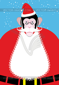 Monkey Santa Claus. Monkey with beard and - vector clipart