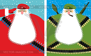 Santa Claus Christmas Defender. Military grandfathe - vector clipart