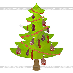 Tree meat food and delicacy. Christmas tree - vector clip art