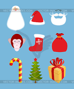 Christmas icons set. Characters: Christmas and new - vector clip art