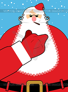 Bad Santa Claus shows fuck. Bad hand gesture. - vector image