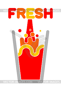 Fresh juice glass. Squirting juice.  - vector image