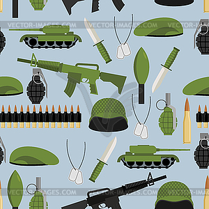 Army seamless pattern. Arms background. Tanks and - vector image