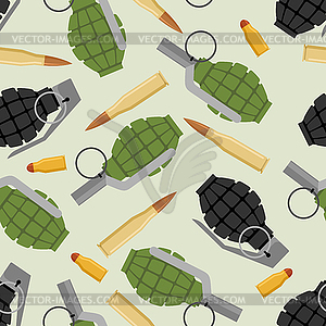 Military ammo seamless pattern. Grenade and Ammo - vector clipart