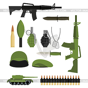 Set of icons for weapons of war. Military units: - vector clipart