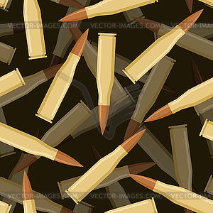 Bullets 3d seamless pattern. Texture of military - vector image