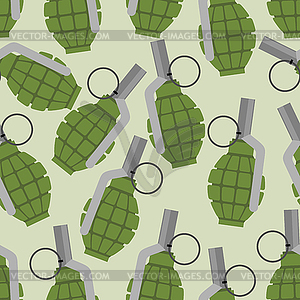 Green greenade seamless pattern. Background militar - vector clip art