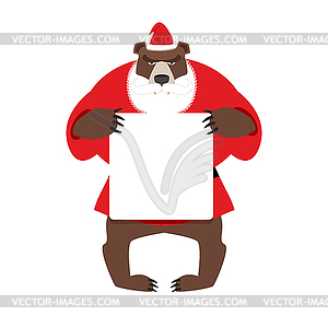 Santa bear keep clean banner with space for text. - vector image