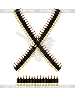 Bandolier with bullets. Ammunition belt. Tape - vector clip art