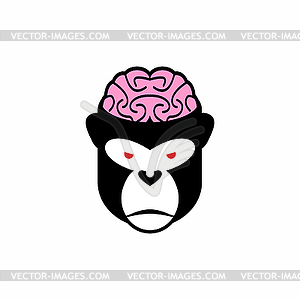 Monkey brains. logo head animal. Pink brain - vector EPS clipart