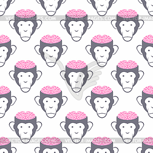 Monkey Brains seamless background. pattern of - vector image