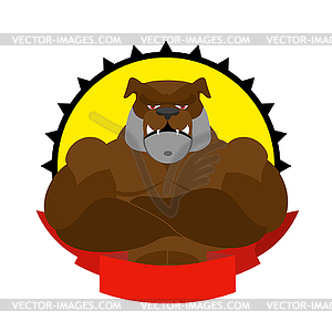 Strong dog. Logo for Sports Club. Bulldog with big - vector clipart