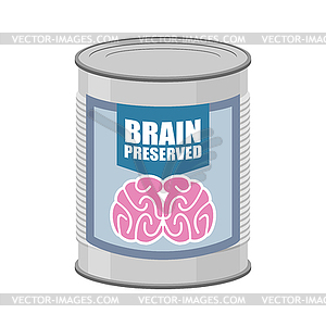 Canned brains. Tin with brain. food for mind - vector image