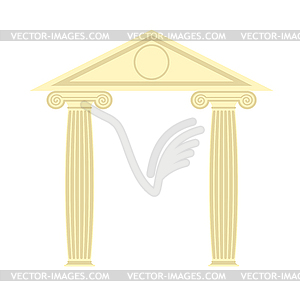 Greek Portico. Greek temple. Two column and roof. - vector clip art