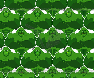 Green monsters seamless pattern. Evil and powerful - royalty-free vector clipart