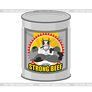 Canned meat beef. Canned food of serious and - vector clipart