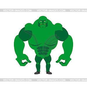 Green Goblin. Strong monster with large ha - vector image