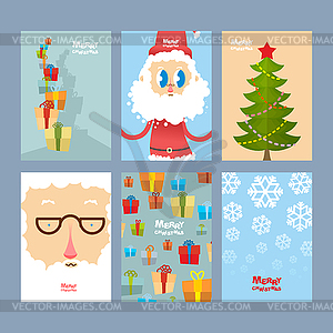 Set Christmas cute cards. Beautiful - vector image