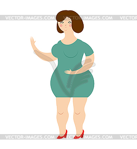 Woman in dress. Cheerful girl in green dres - vector image