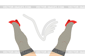 Legs in stockings prostitutes. Two feet of woman. - vector image