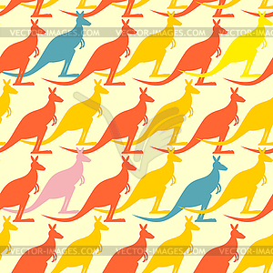 Kangaroo seamless pattern. Colored animals - color vector clipart