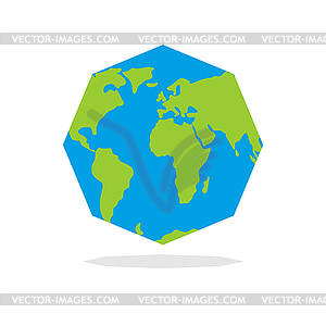 Octagon Planta earth. World map in geometric figure - vector clip art