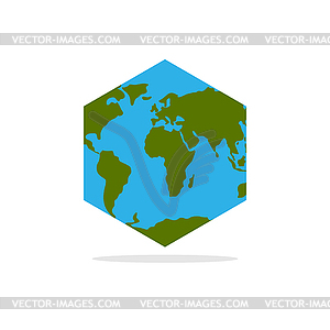 Hexagonal Atlas of earth. World map with - vector image
