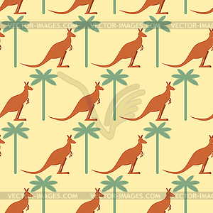 Kangaroo and Palma seamless pattern. Australian - vector clipart