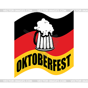 Beer mug on background of German flag. Fflag is - vector image