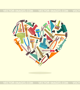 Symbol of heart of construction tools. Logo for - vector clip art