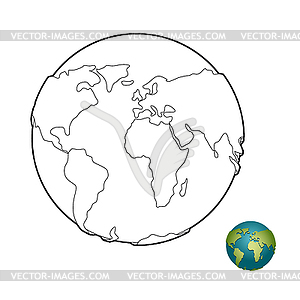 Earth coloring book. Heavenly body. Planet with - vector image