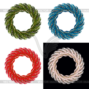 Set Christmas wreath. Blue ornament for Christmas. - vector clipart