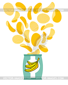 Banana chips. Fruit yellow chips. Packaging of - vector EPS clipart