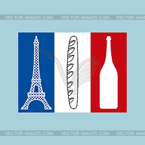 French tricolor Flag of national features of - vector image