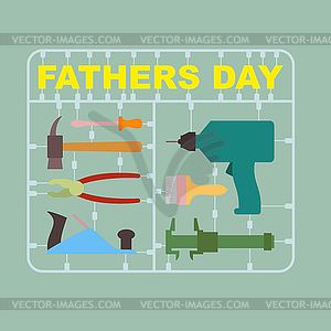 Father`s day. set of tools for men: drill and - stock vector clipart